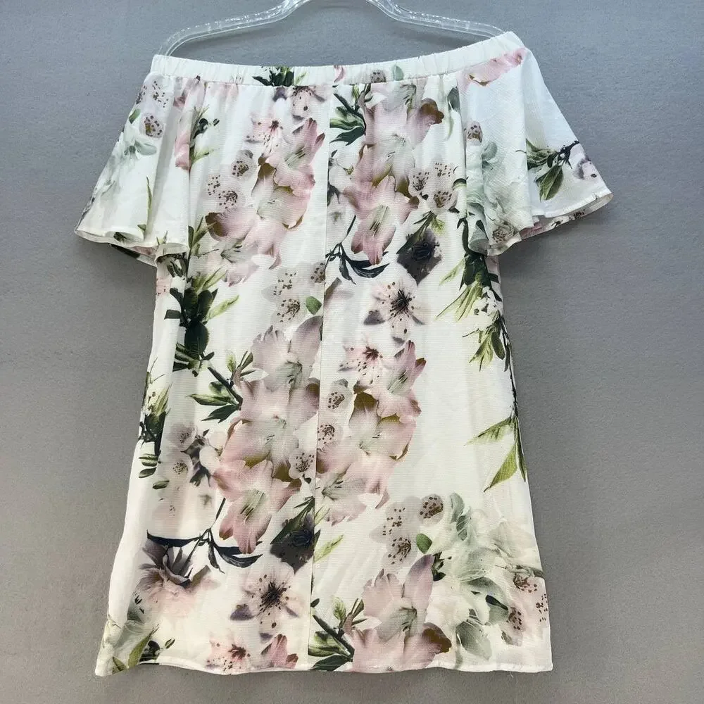 Lulus Dress Women's Large NWT Dream of You Ivory Off-The-Shoulder Mini Shift - Picture 7 of 11